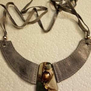 Carli Bruno Leather & Glass Necklace